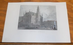c1840 Antiguo Estampado COLOR///AYUNTAMIENTO, AUDENARDE, BELGIA - Imagen 1 de 1