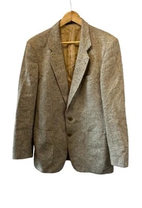 MENS Wool Tan Tweed 2 Button Long Sleeve Blazer Jacket 50 - Picture 1 of 10