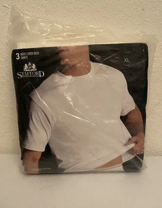 Stanford Men’s 3 Crew Neck White T-Shirts XL 100% Combed Cotton New Open - Picture 1 of 2