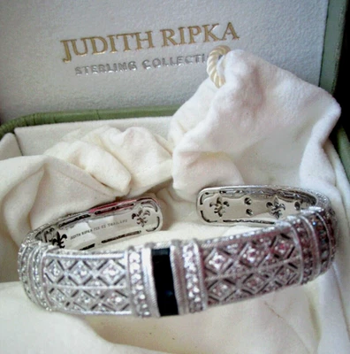 Brazalete Judith Ripka Zafiro Azul Esterlina Diamonique Pia Talla Promedio Cajas JR Foto 1 de 4