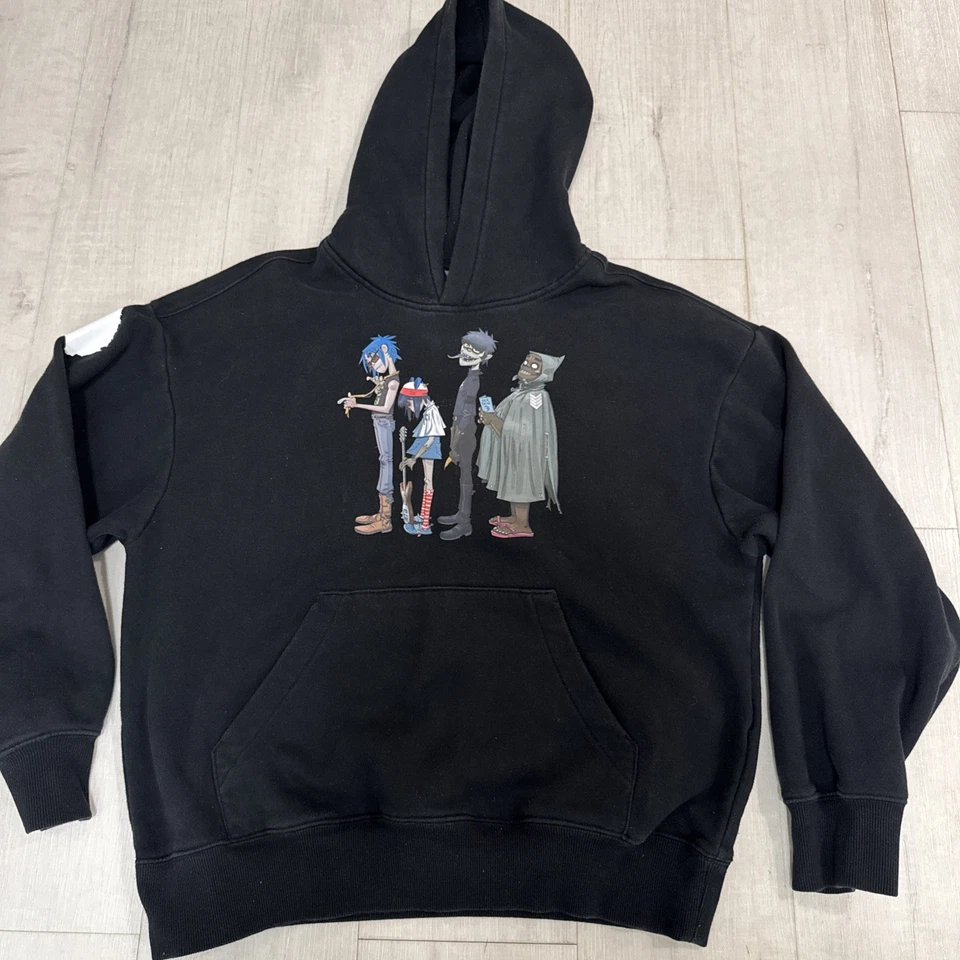 Sudadera con Capucha Gorillaz Band Talla Pequeña Logo Gráfico Personaje H&M Grunge Patinador Negra Foto 1 de 4