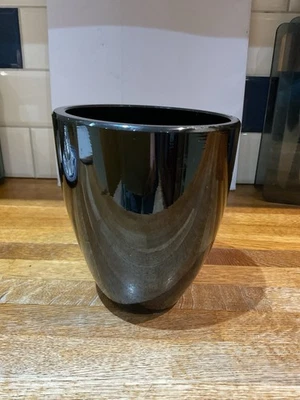 Vintage Heavy Black Glass Vase - Image 1 of 4