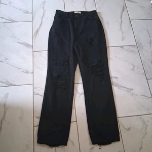 We The Free Black Straight Leg Distressed Jeans Size 31 Curvy A8 - Picture 1 of 13