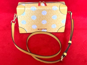 MICHAEL KORS CROSSBODY JEANIE SMALL POLKA DOT SHOULDER BAG PURSE Yellow - Picture 1 of 4