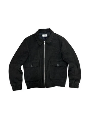 Chaqueta Bomber Reiss Hombre Remache Negro Mezcla Lana Cremallera Talla M Foto 1 de 4