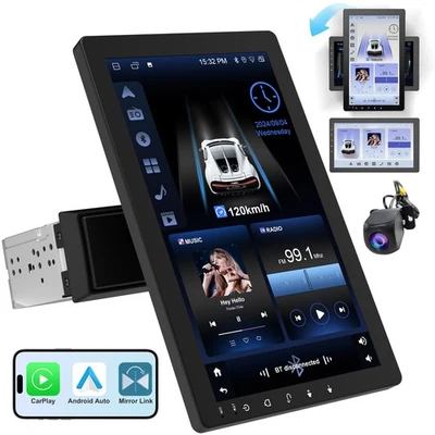 HAUDIO 10.1" Rotatable Touch Screen Car Stereo Single Din - Android 13, Wireless Car...