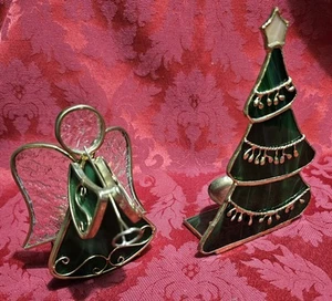 STUDIO NOVA, vintage, stained glass angel, and CHRISTMAS Tree candle holder - Picture 1 of 11