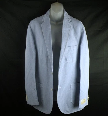 Chaqueta Blazer Informal 40R Azul Cambray Forrada Parcialmente Nueva con Etiquetas Orvis Lino Algodón Foto 1 de 4