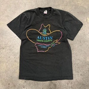 Vintage 90s Cowboy Austin Livestock T Shirt Size M - Picture 1 of 8