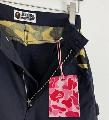 Calça pintora preta camuflada nova com etiquetas Bape A Bathing Ape Busy Works XSmall - Imagem 1 de 4