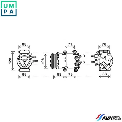 COMPRESSOR AIR CONDITIONING FDAK571 FOR FORD FIESTA/VI/Van F6JD/KVJARTJD 1.4L - Image 1 of 4