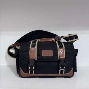 Jessops Pro Camera Bag Black Brown Handle Plus Long Strap VGC Clips - Picture 1 of 14