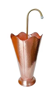 50er Antiker Kupferschirmständer, Vintage , Hammerschlag , Kupfer , Messinggriff - Bild 1 von 7