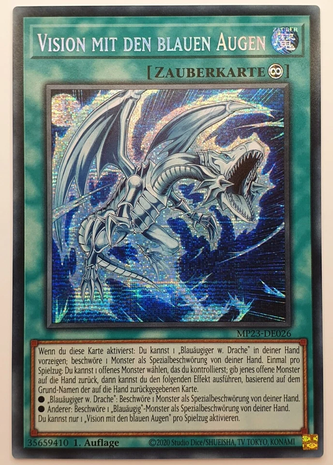 Vision mit den blauen Augen Secret Rare Yugioh deutsch Blauäugiger W Drache Deck - Bild 1 von 1