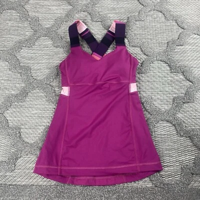 Lululemon Tank Top Womens Size 2 Hot Pink Purple Cross Back Athletic Top — 第 1/4 张图片