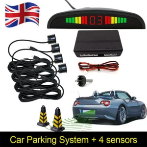 For Car Parking 4x Black Parking Sensors kits LED Display Audio Buzzer alarm - Picture 1 of 9
