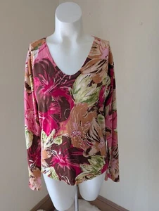 Y2K Silk Blend Flower Knit Top Womens Medium UBU Office Core Cottage Fitted - Picture 1 of 14