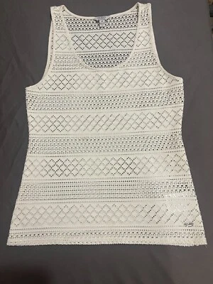 Guess Mesh Tank Top Girls Size Small Cream Color - Image 1 of 4