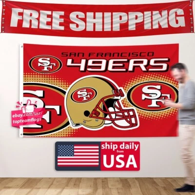 San Francisco 49ers Red Flag 3x5 FT Large Banner American Football NEW Bosa