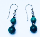 Malachite Earrings With Sterling Silver Posts