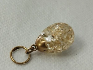 Gold Rutile Quartz Gemstone with 14k Rose Gold Attachments Pendant 5 Grams - Picture 1 of 10