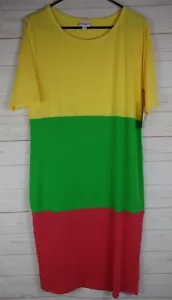 Vestido Julia para mujer Lularoe amarillo, verde y rosa talla XL NUEVO CON ETIQUETAS - Imagen 1 de 3