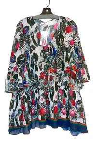 NWT LULLA Collection By Bindya Caftan O/S Tunic Cover-Up Floral-Animal Mix Print - Picture 1 of 10