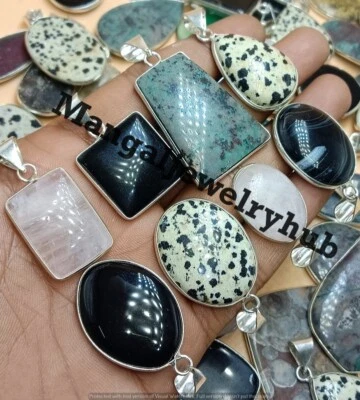 Розовый кварц и смесь драгоценных камней 5 шт подвески 925 серебро покрытием оптом лот ювелирных изделий - Изображение 1 из 4