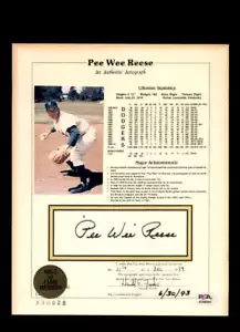 Pee Wee Reese PSA DNA Signed 8x10 Hall of Fame Stat Photo Autograph Dodgers - Picture 1 of 2