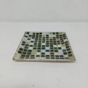 Vintage Mosaic Tile Green Blue Ceramic Trivet Art Deco Colorful Kitchen Decor - Picture 1 of 8