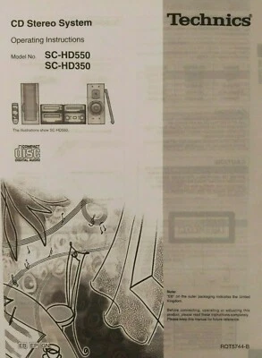 Technics SC-HD550 / SC-HD350 Mini System - Operating Instructions - USER MANUAL  - Image 1 of 2