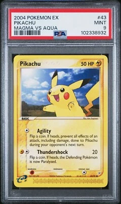 2004 POKEMON EX TEAM MAGMA VS TEAM AQUA 43 PIKACHU PSA MINT 9 - Image 1 of 2