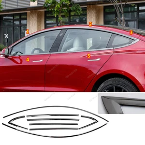 S.Steel Black Window Sill Strips Molding Cover 10X For Tesla 2017-2022 Model 3 - Picture 1 of 7