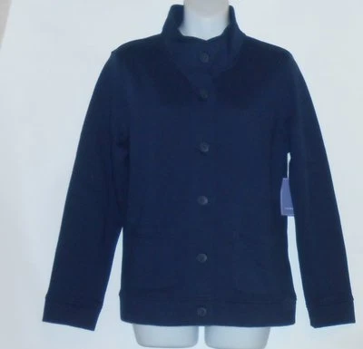 Jaqueta Laura Scott feminina de lã forrada com alças bainha botão azul marinho pequena (S) nova com etiquetas - Imagem 1 de 2