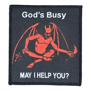 GOD'S BUSY MAY I HELP YOU BLACK OPS RED TACTICAL HOOK MORAL PATCH - Bild 1 von 2
