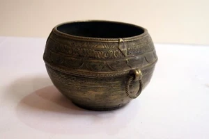 Handmade Indian Brass Dhokra Rice Tribal Bowl - Picture 1 of 3