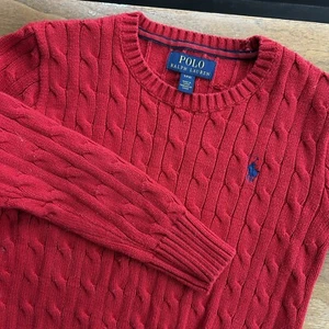 Polo Ralph Lauren Cable Knit Sweater Red Kids Size Small (8) Crewneck - Picture 1 of 10