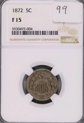1872 Shield Nickel NGC F-15 #004 - Image 1 of 2