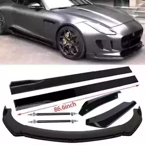 For Audi Front Rear Bumper Lip Spoiler Splitter Body Kit Side Skirt Glossy Black - Picture 1 of 12
