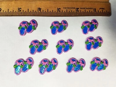 Lot of 10 Pink Blue Luster Sandals Shoe Iron On Applique Patches .88" x 1" - Image 1 of 2