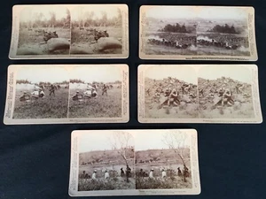 Antique Vintage Underwood Views Stereoview Viewer Military Card Scene Lot Of 5 - Picture 1 of 1