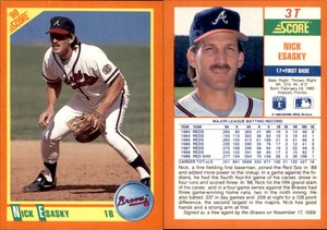 Nick Esasky 1990 Score Rookie & Traded #3T Card Atlanta Braves