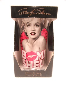 Vidrio de pinta Marilyn Monroe 16 OZ nuevo en caja plateado Buffalo de Nueva York "Bomb Shell" - Imagen 1 de 7