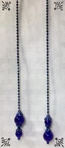 Handcrafted Twilight White Sky Cobalt Blue Crackle Bead Ceiling Fan Pull - Picture 1 of 7