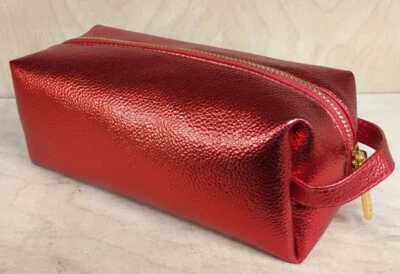 Bolsa de cosméticos Bare Minerals ROJA piel de serpiente falsa 7"L x 4"W x 3.5H" + cepillo gratis Foto 1 de 4
