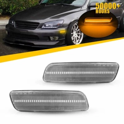 For Lexus GS300 GS430 IS300 LS400 Clear Amber LED Bumper Side Marker Lights Lamp - Image 1 of 4