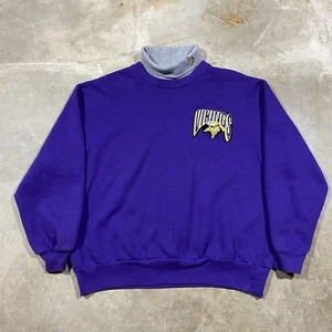 Vintage Minnesota Vikings Majestic Sweatshirt XL USA Made Mock Neck 90s - Picture 1 of 9