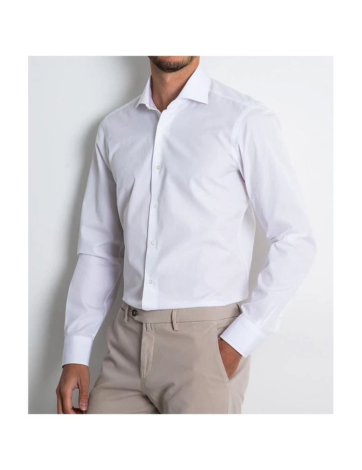 CAMICIA UOMO BARBA NAPOLI colore bianco liscio PZ8100 - Immagine 1 di 4
