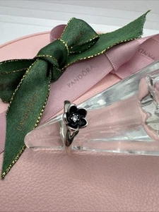PANDORA Mystic Floral Black & CZ Flower Ring Size 54 #190918CZ - Picture 1 of 8
