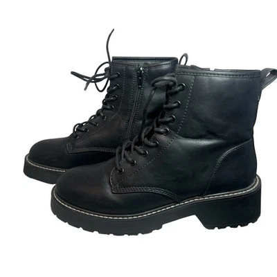 Madden Girl Women's Lace Up Boots Black Moto Combat Zipper Size 8M - Image 1 of 4